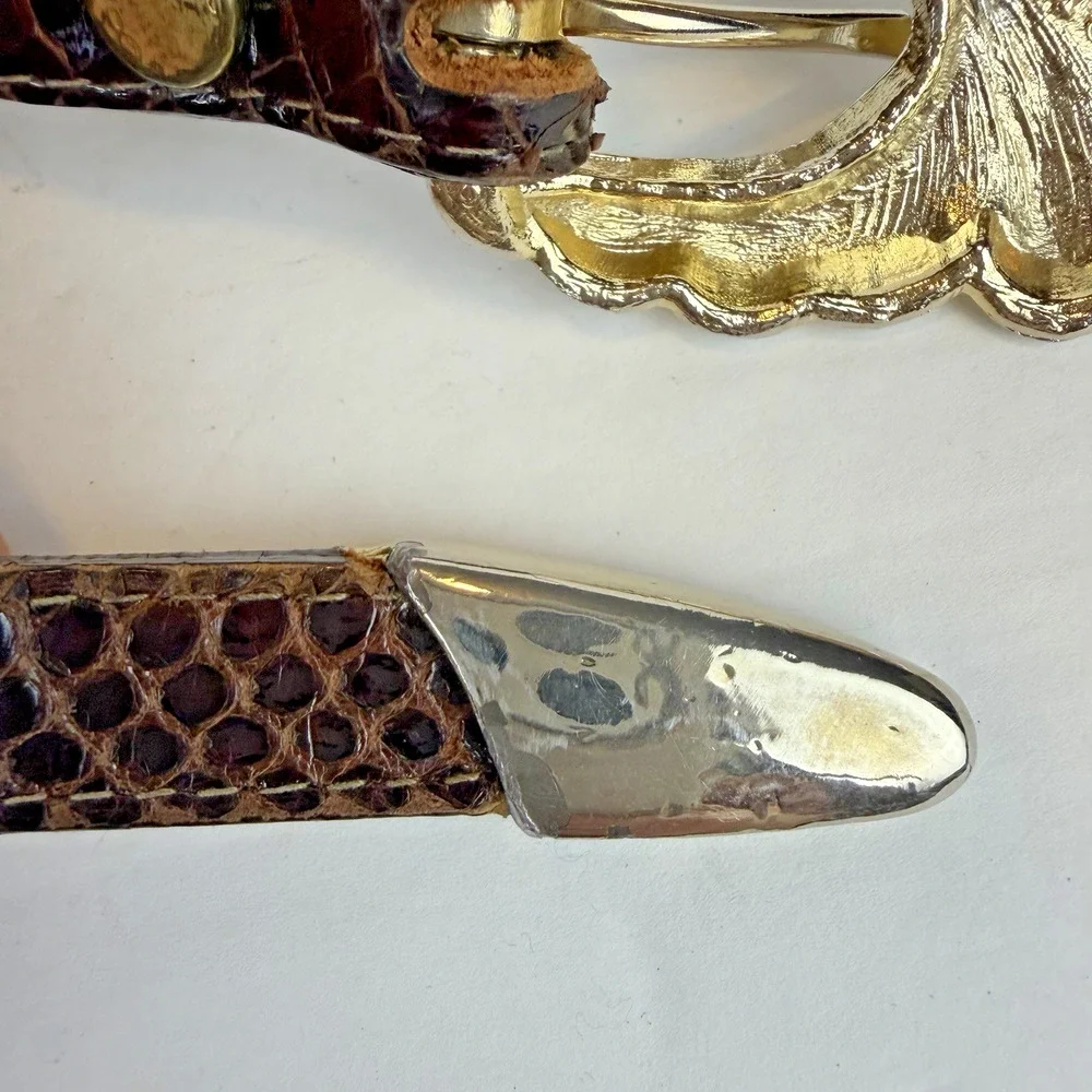 VTG MZA Of NY 1983 Genuine Snakeskin Skinny Belt Size Large Brown Classic Career
